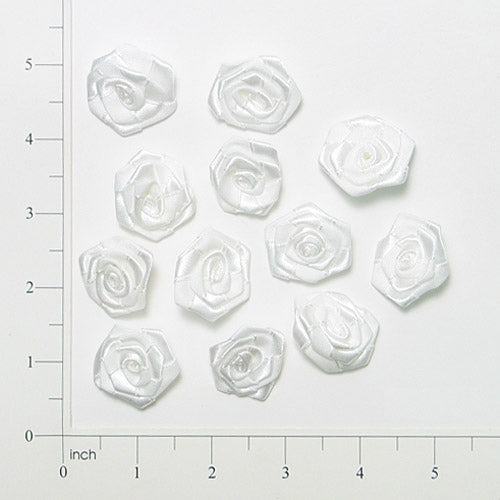 Rosette - White - Large - 12 pcs. Appliques
