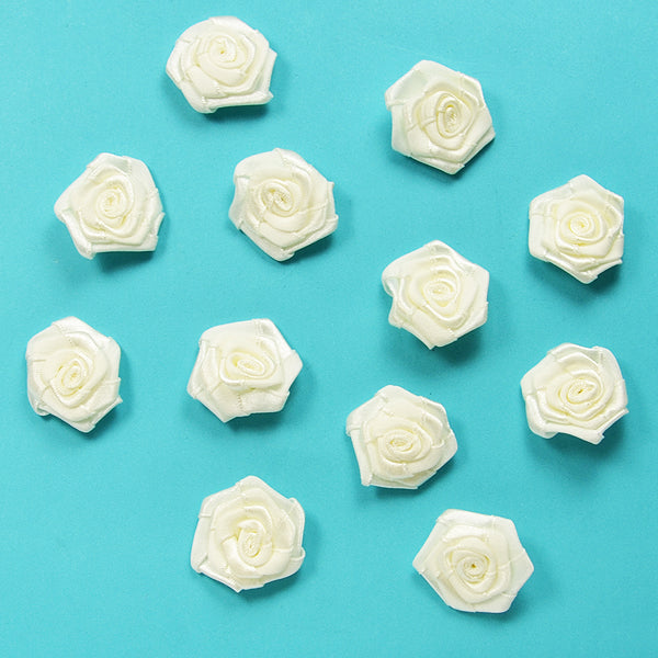 Rosette - White - Large - 12 pcs. Ivory Appliques