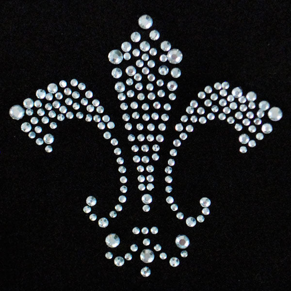 2 7/8" x 2 3/4" Rhinestone Transfer Fleur de Lis Iron-on Applique/Patch - Crystal Appliques