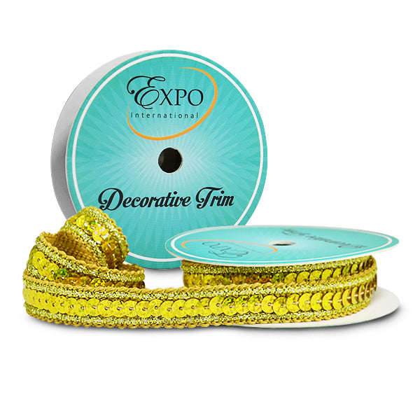 Lexi 3 Yard Hologram Sequin with Sparkle Edge Trim Spool Gold Trims & Fringes