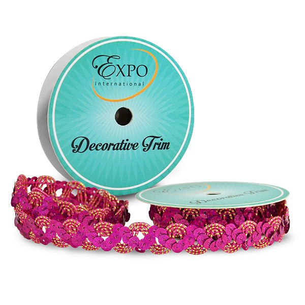 Oona 3 Yard Ric Rac Cord & Zig Zag Hologram Sequin Trim Spool Trims & Fringes