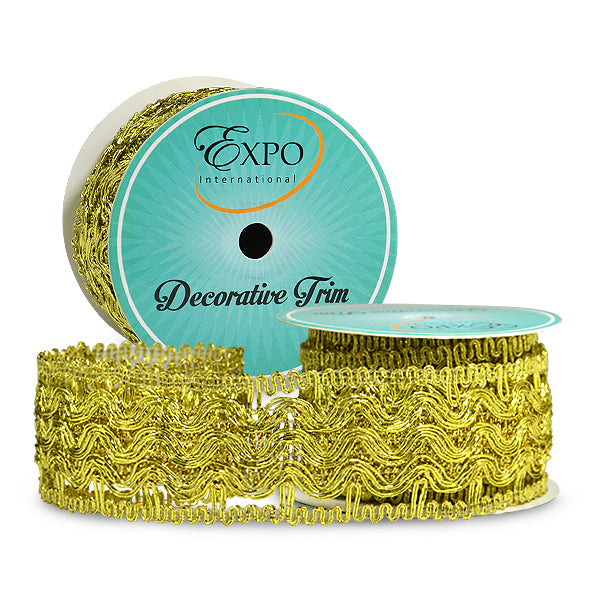 Calista 3 Yard Woven Metallic Trim Gold Trims & Fringes