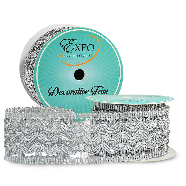 Calista 3 Yard Woven Metallic Trim Silver Trims & Fringes