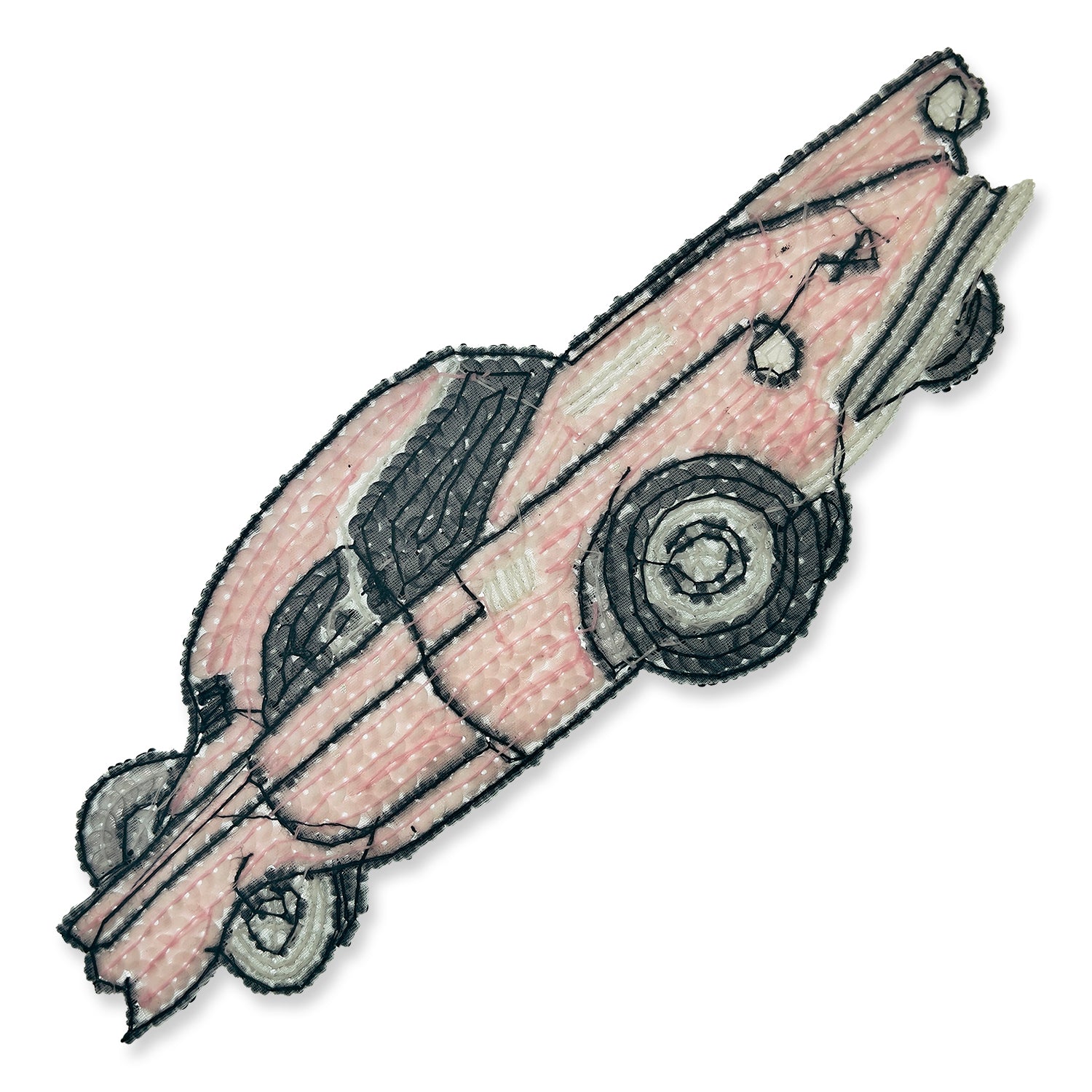 Classic Auto Thunderbird Sequin Applique/Patch - Pink Sequin & Beaded Appliques
