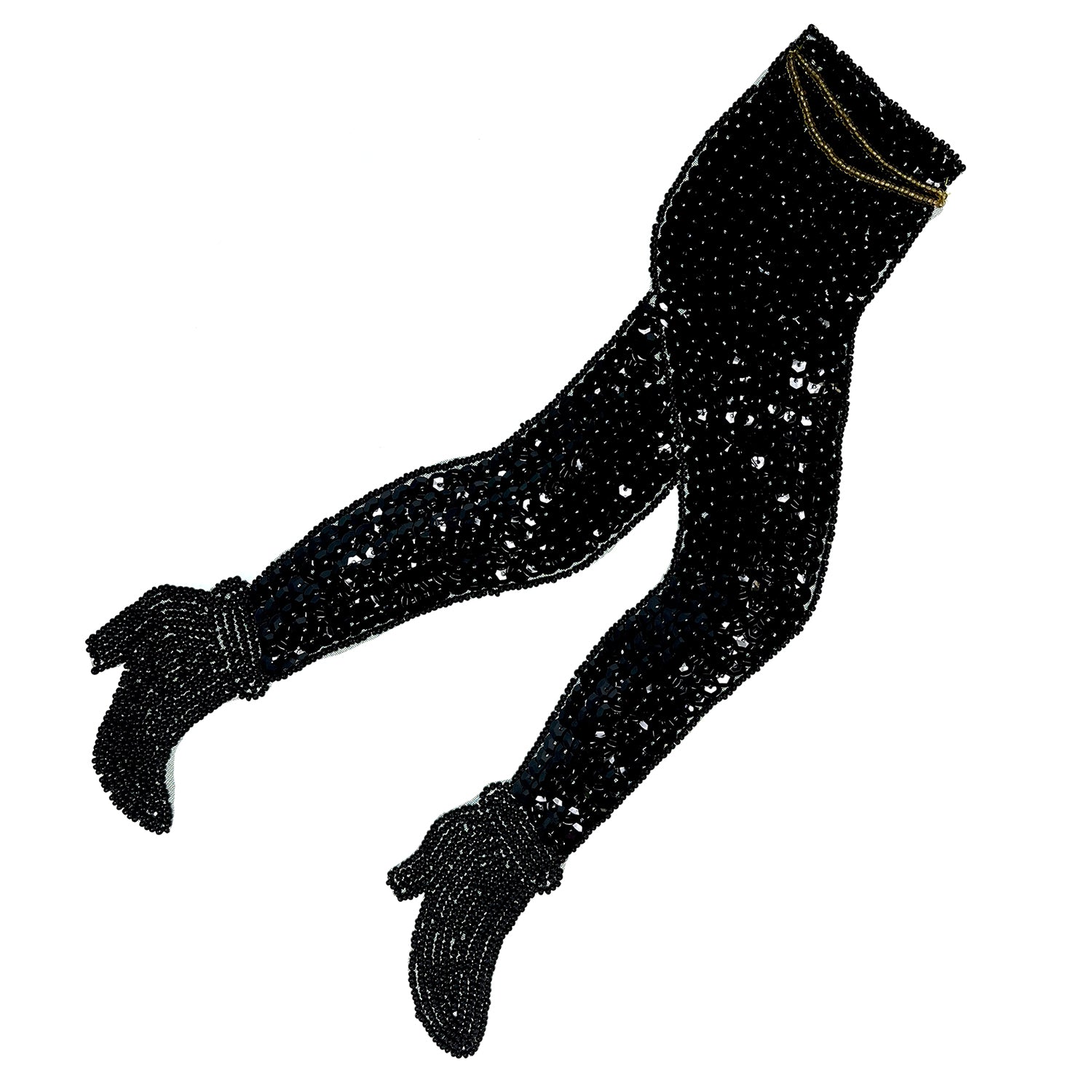 Large Stepping in Style Sequin Applique - Black Sequin & Beaded Appliques