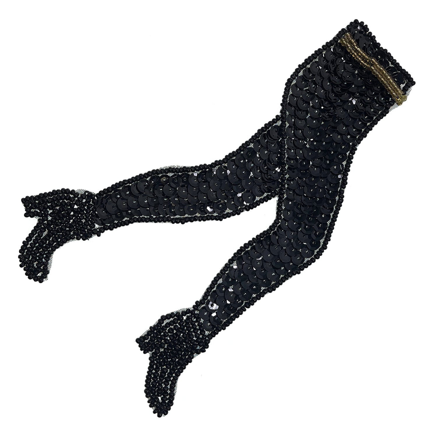 Small Stepping in Style Sequin Applique - Black Sequin & Beaded Appliques