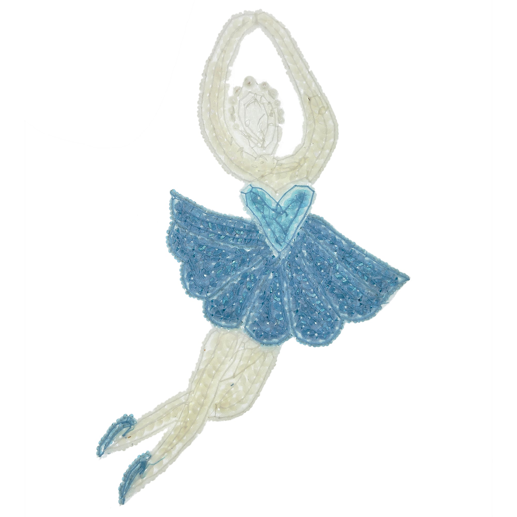 Large Ballerina Sequin Applique - Aqua Blue Sequin & Beaded Appliques