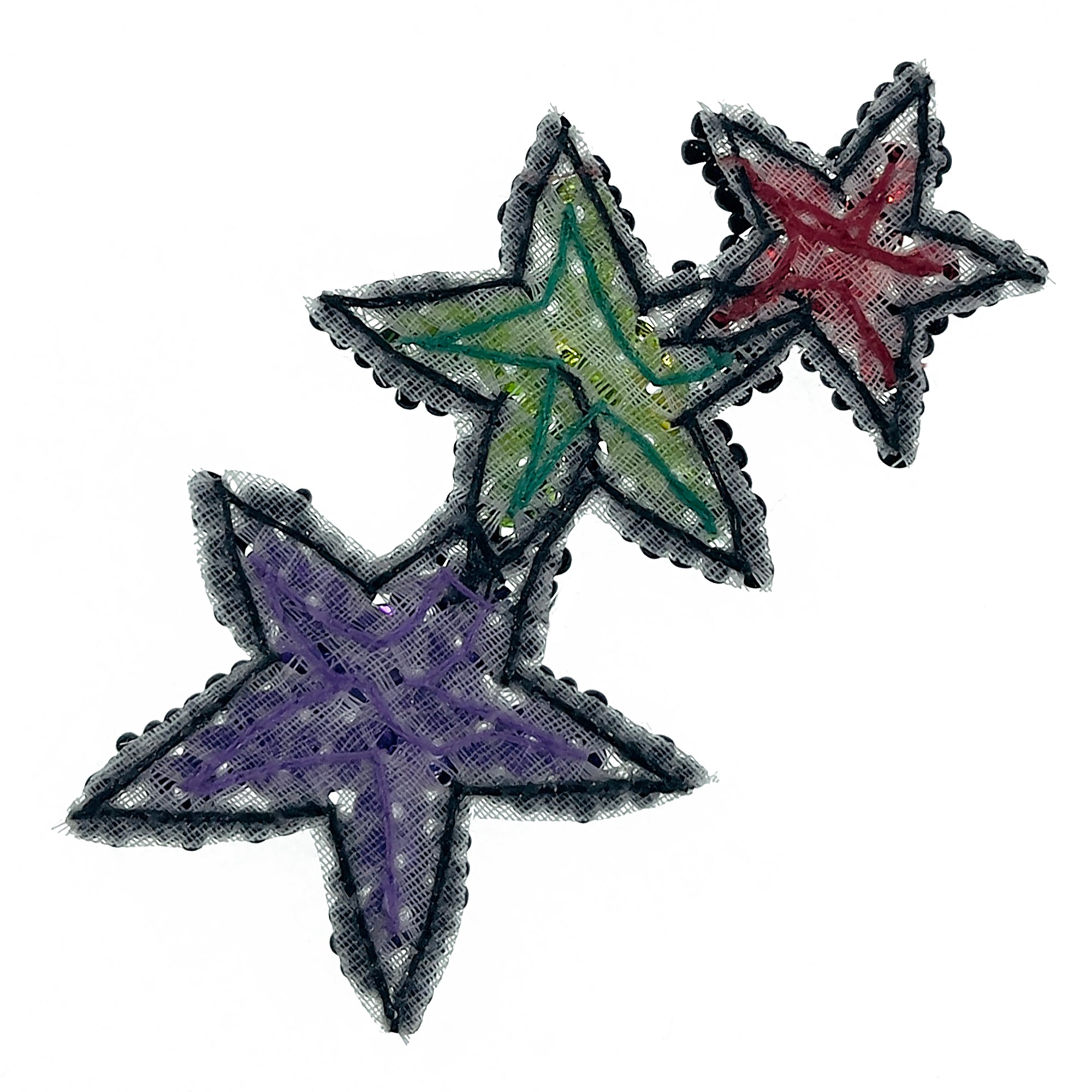 Chinook Cascading Star Sequin Applique (Pack of 2) - Multi Colors Sequin & Beaded Appliques