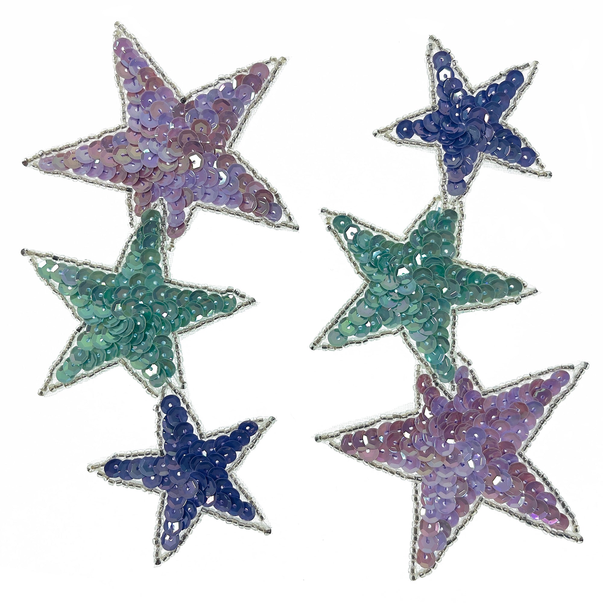 Southwest Cascading Star Sequin Applique (Pack of 2) - Multi Colors Sequin & Beaded Appliques