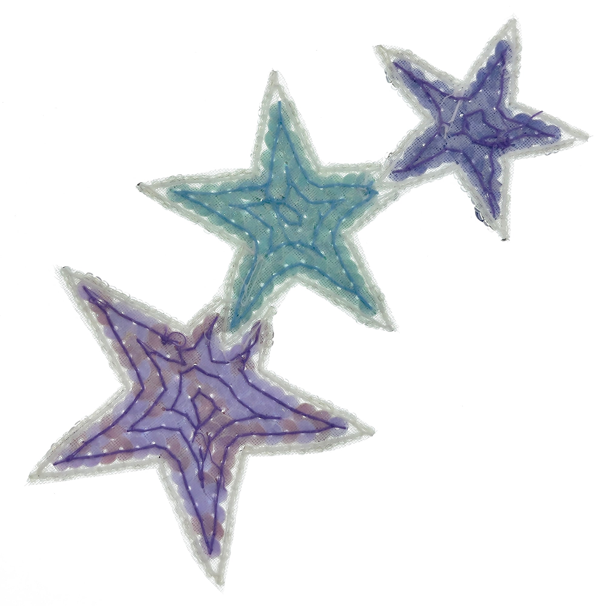Southwest Cascading Star Sequin Applique (Pack of 2) - Multi Colors Sequin & Beaded Appliques