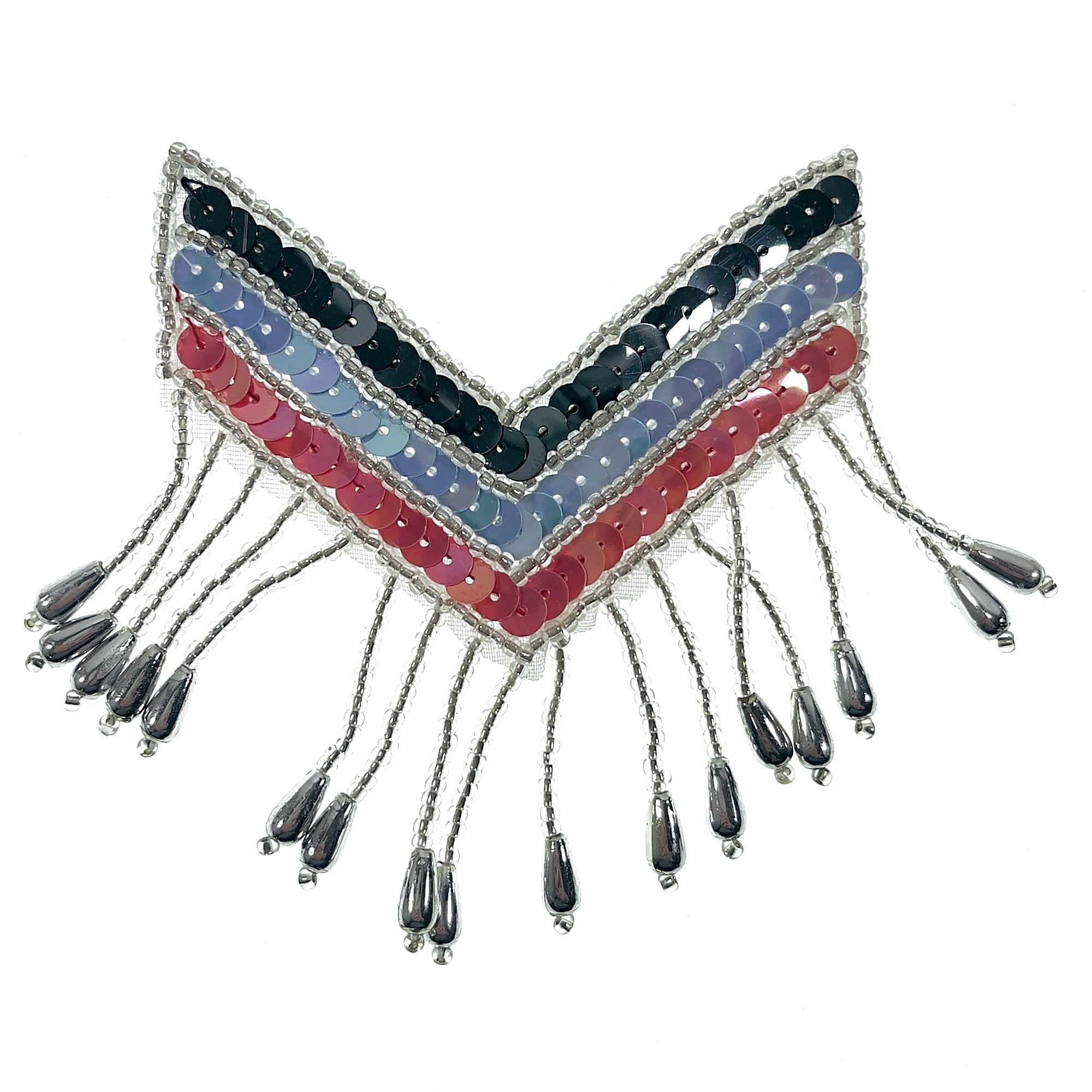 Small Rio Rancho Chevron Epaulet Sequin Applique - Multi Colors Sequin & Beaded Appliques