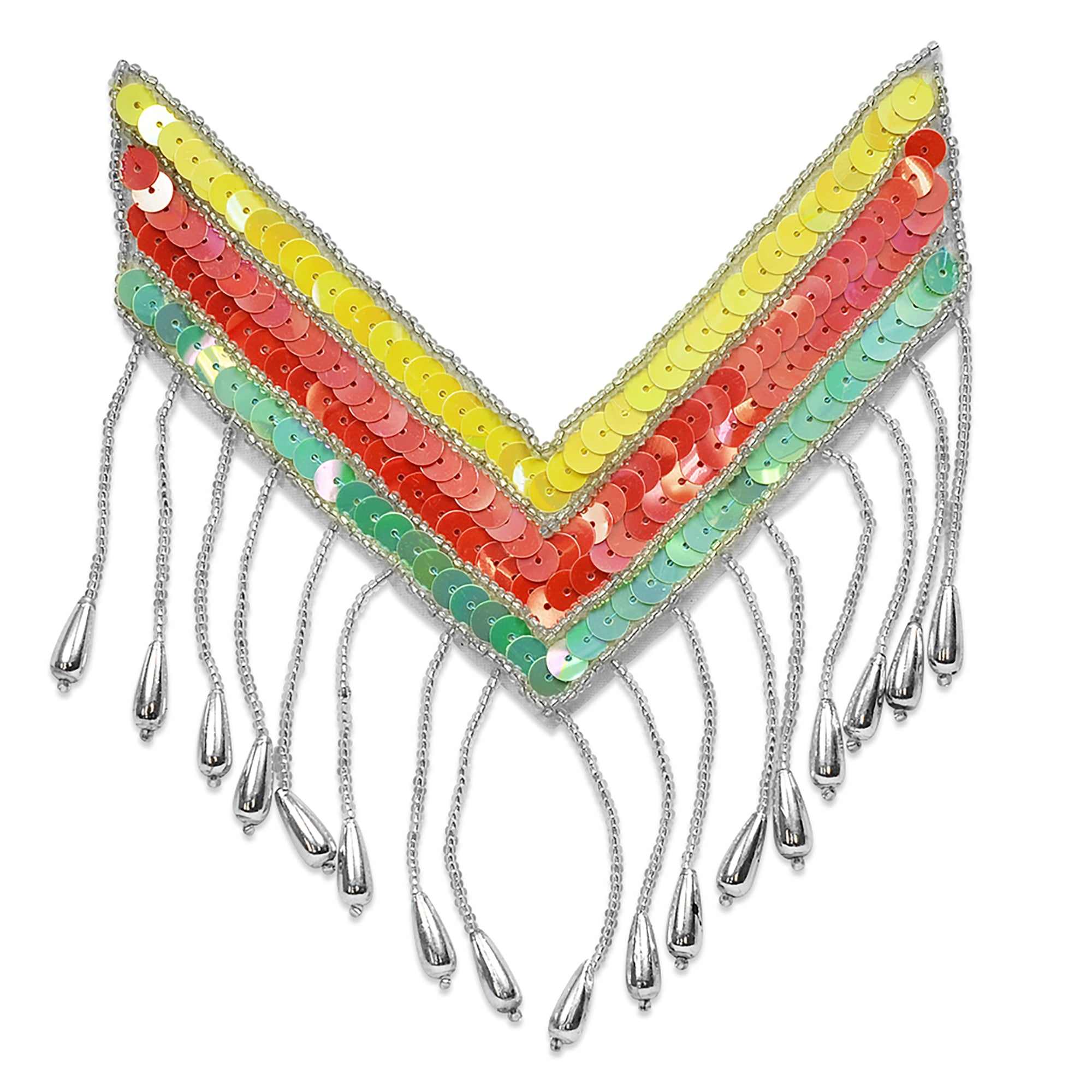 6" Native Inspired Chevron Epaulet Sequin Applique/Patch - Multi Colors Sequin & Beaded Appliques