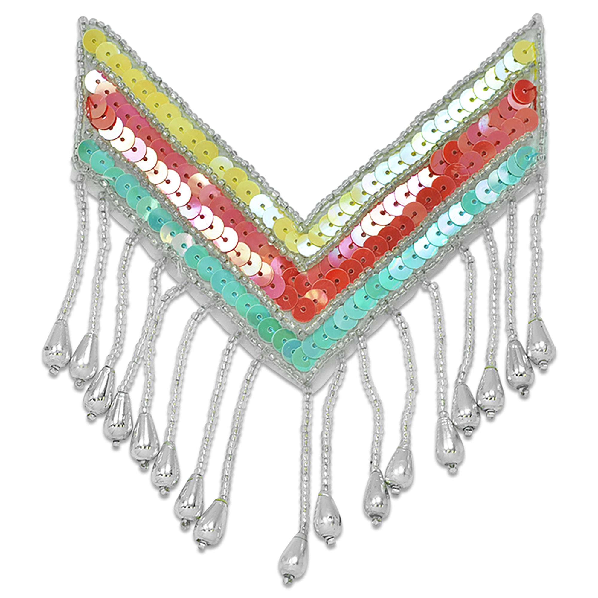 4 1/2" x 3 3/4" Chinook Chevron Epaulet Sequin Applique/Patch - Multi Colors Sequin & Beaded Appliques