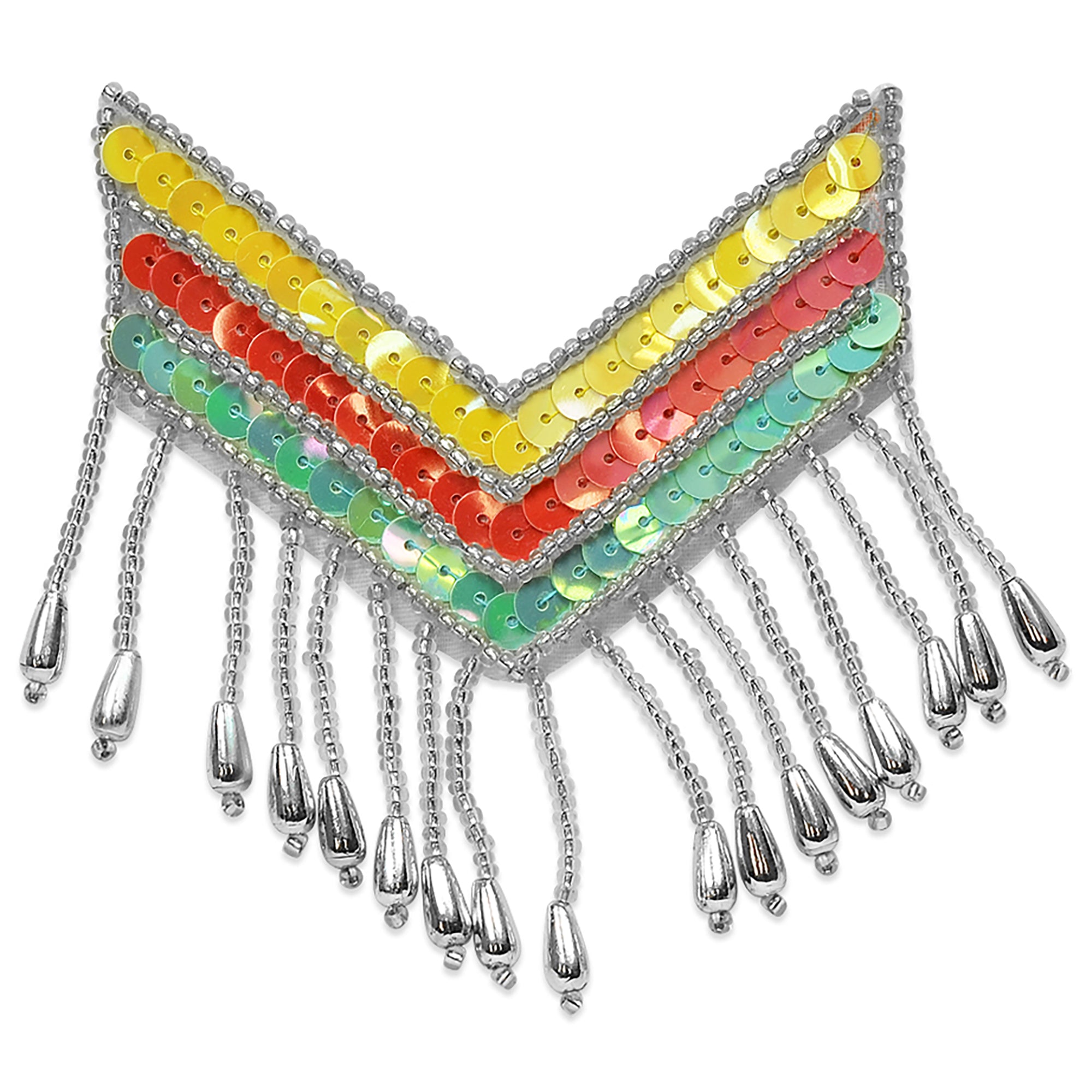 3 1/2" x 2 3/4" Chinook Epaulet Sequin Applique/Patch - Multi Colors Sequin & Beaded Appliques