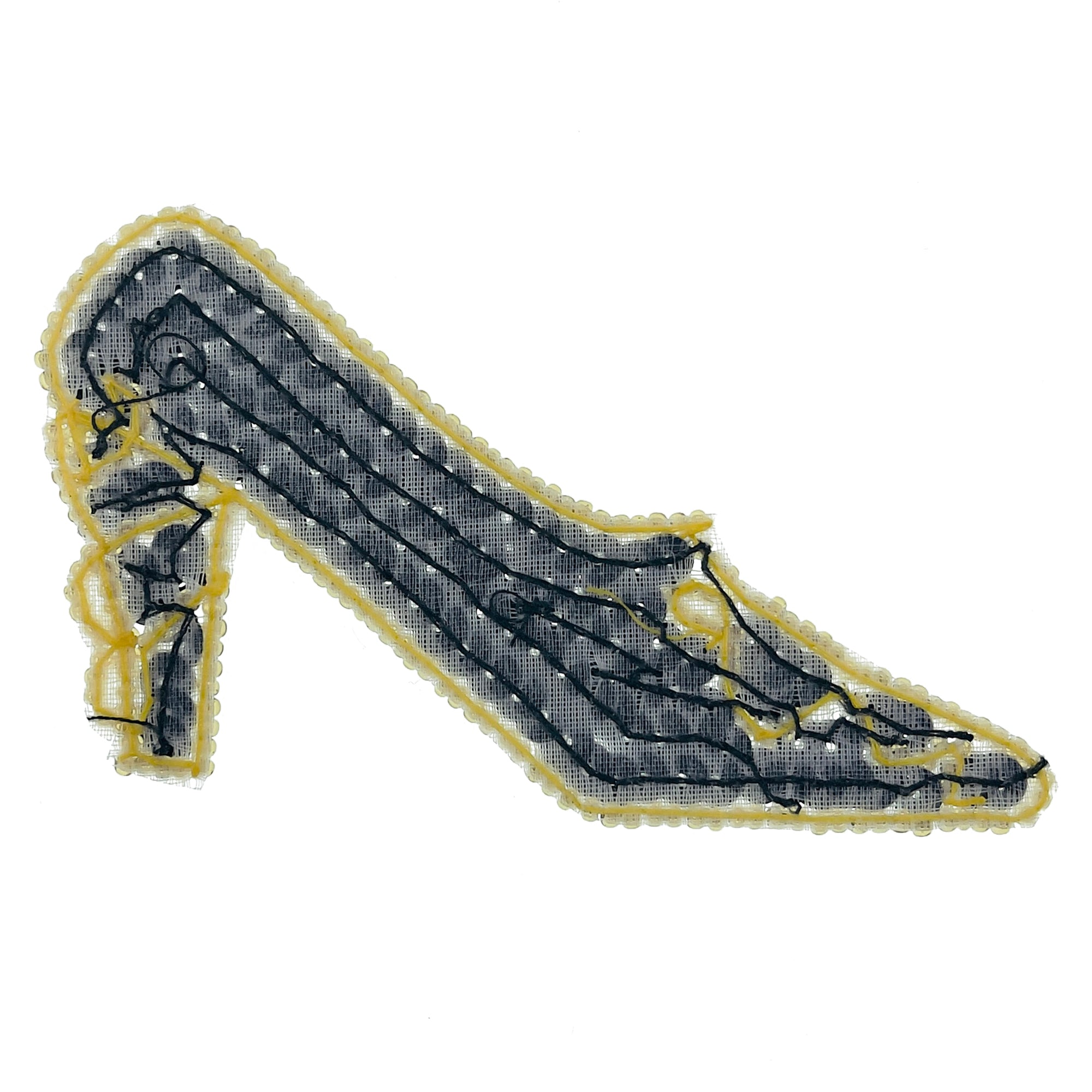 Small High Heel Shoe Beaded Sequin Applique - Black Sequin & Beaded Appliques