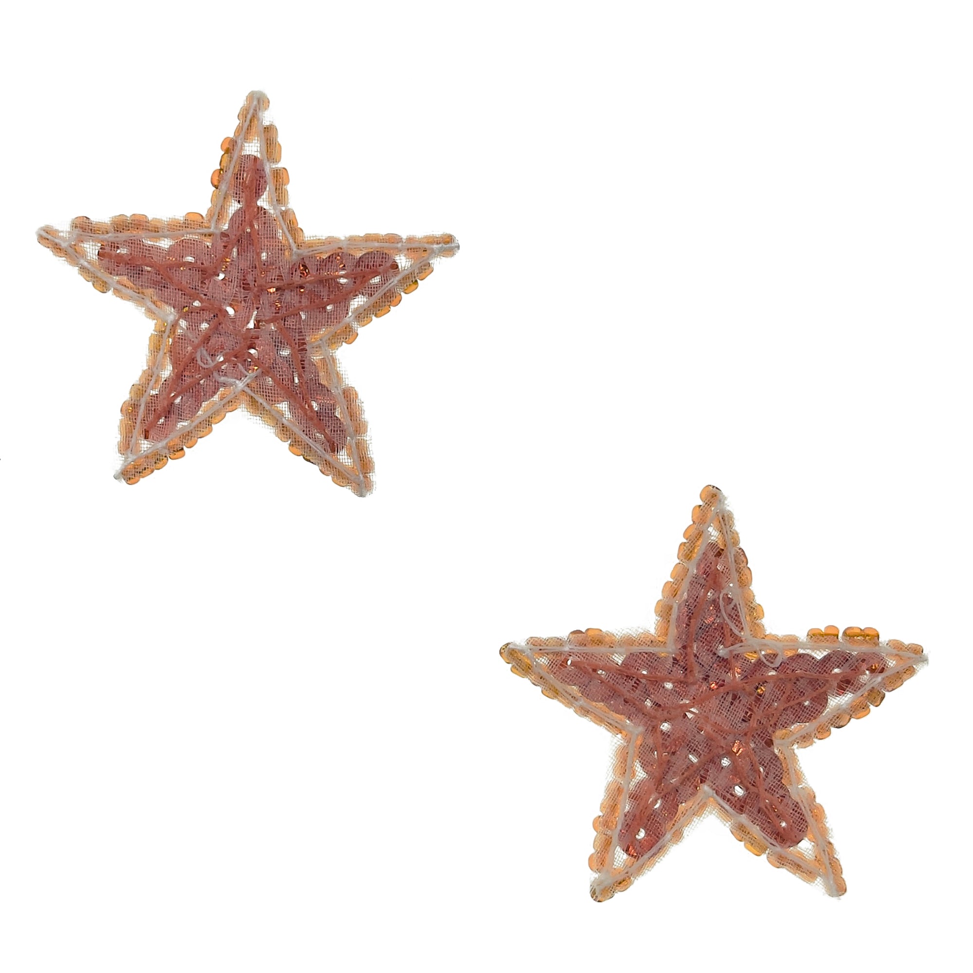 Prism Star Sequin Applique (Pack of 2) - Orange Sequin & Beaded Appliques