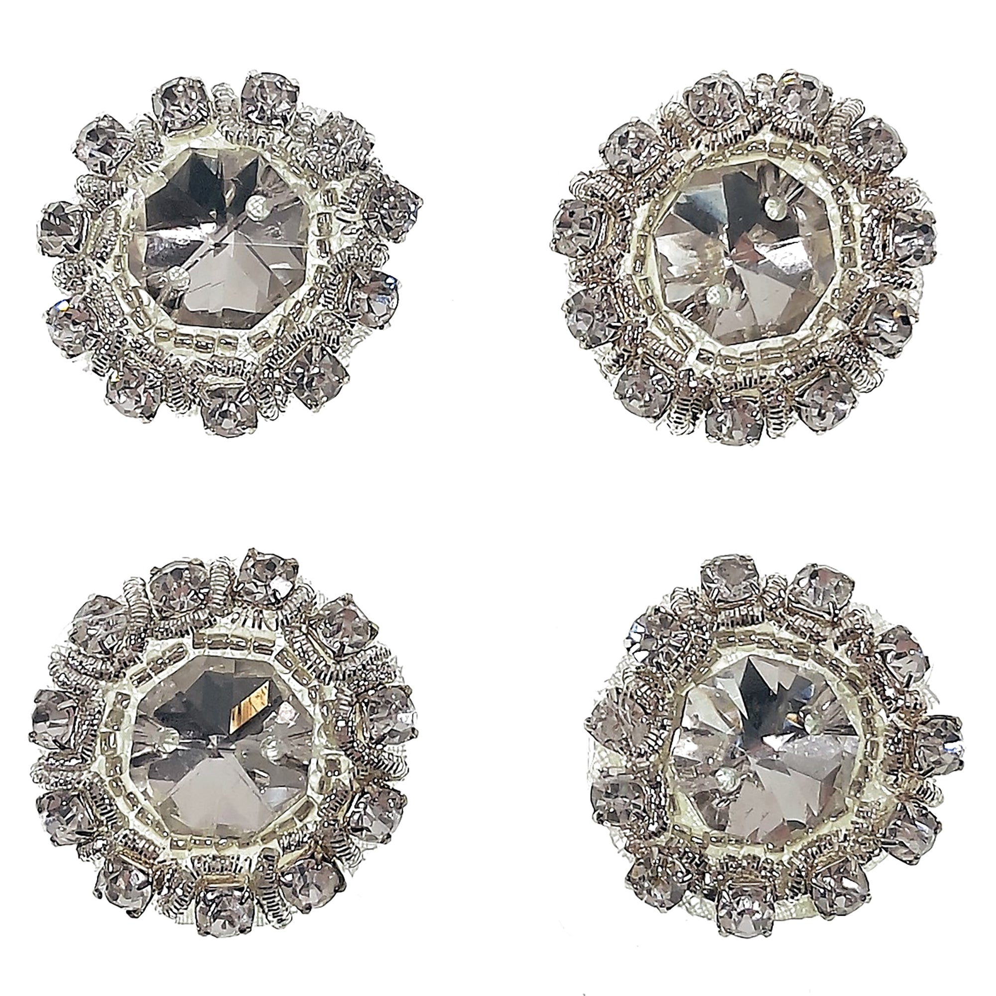 1" Round Rhinestone Applique/Patch Pack of 4 - Crystal Appliques