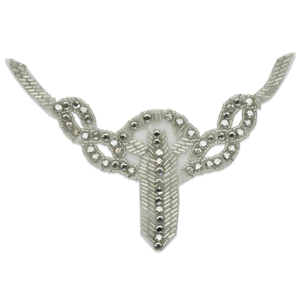 Lieutenant Rhinestone Applique/Patch 6" x 5" - Silver Appliques