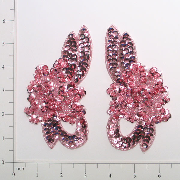 Swan Sequin Applique/Patch Pack of 2 - SM101-09 - Mauve Sequin & Beaded Appliques