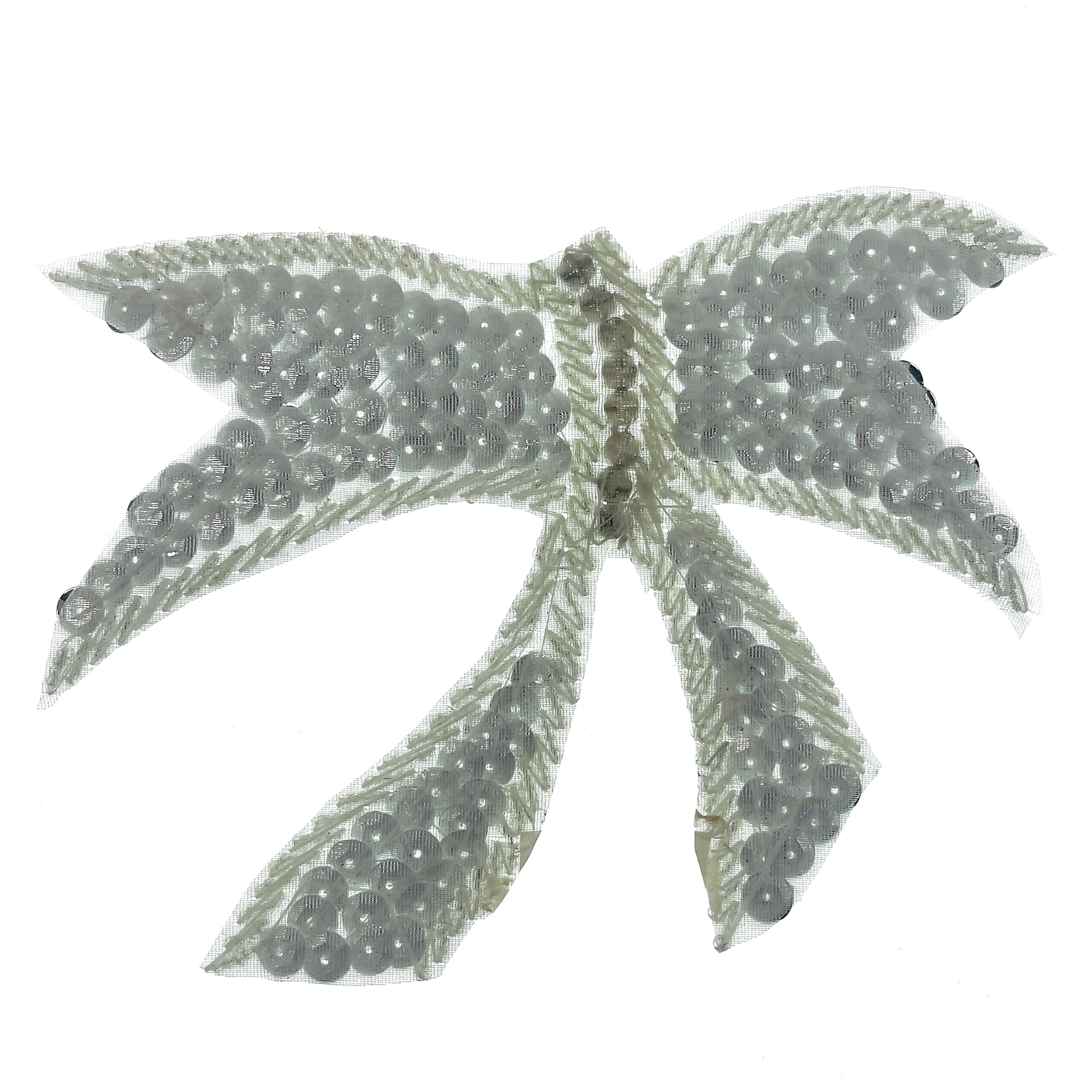 Knotted Bow Sequin Applique/Patch 5" x 4" Sequin & Beaded Appliques