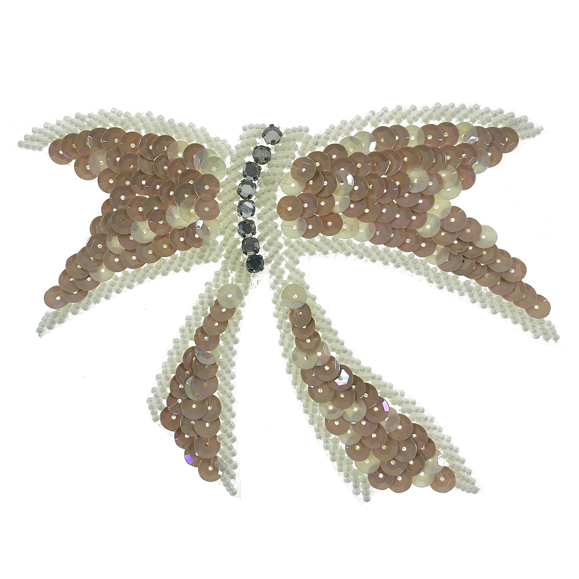 Knotted Bow Sequin Applique/Patch 5" x 4" Topaz Sequin & Beaded Appliques