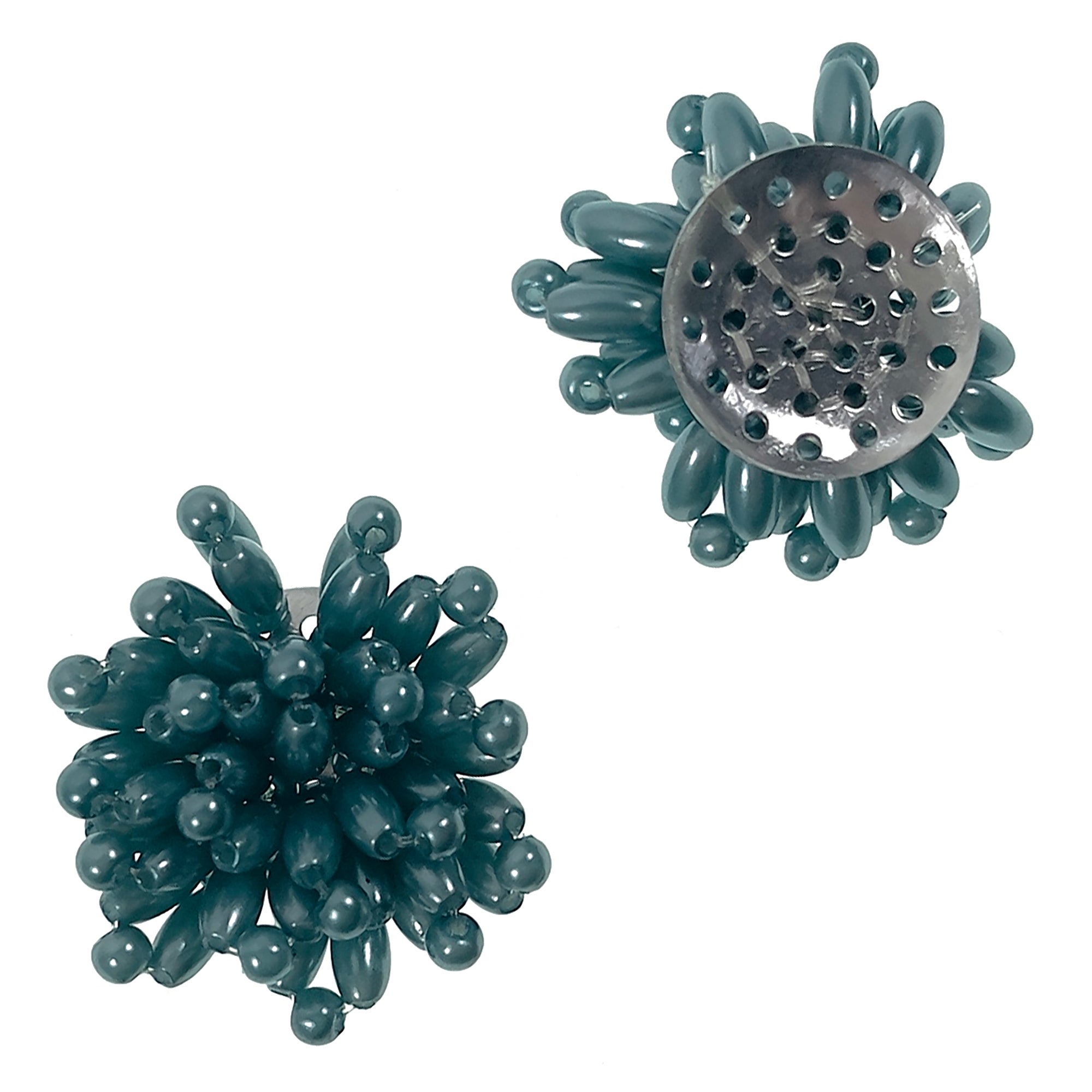 Mini Beaded Flower Applique/Patch Pack of 2 Aqua Blue Sequin & Beaded Appliques