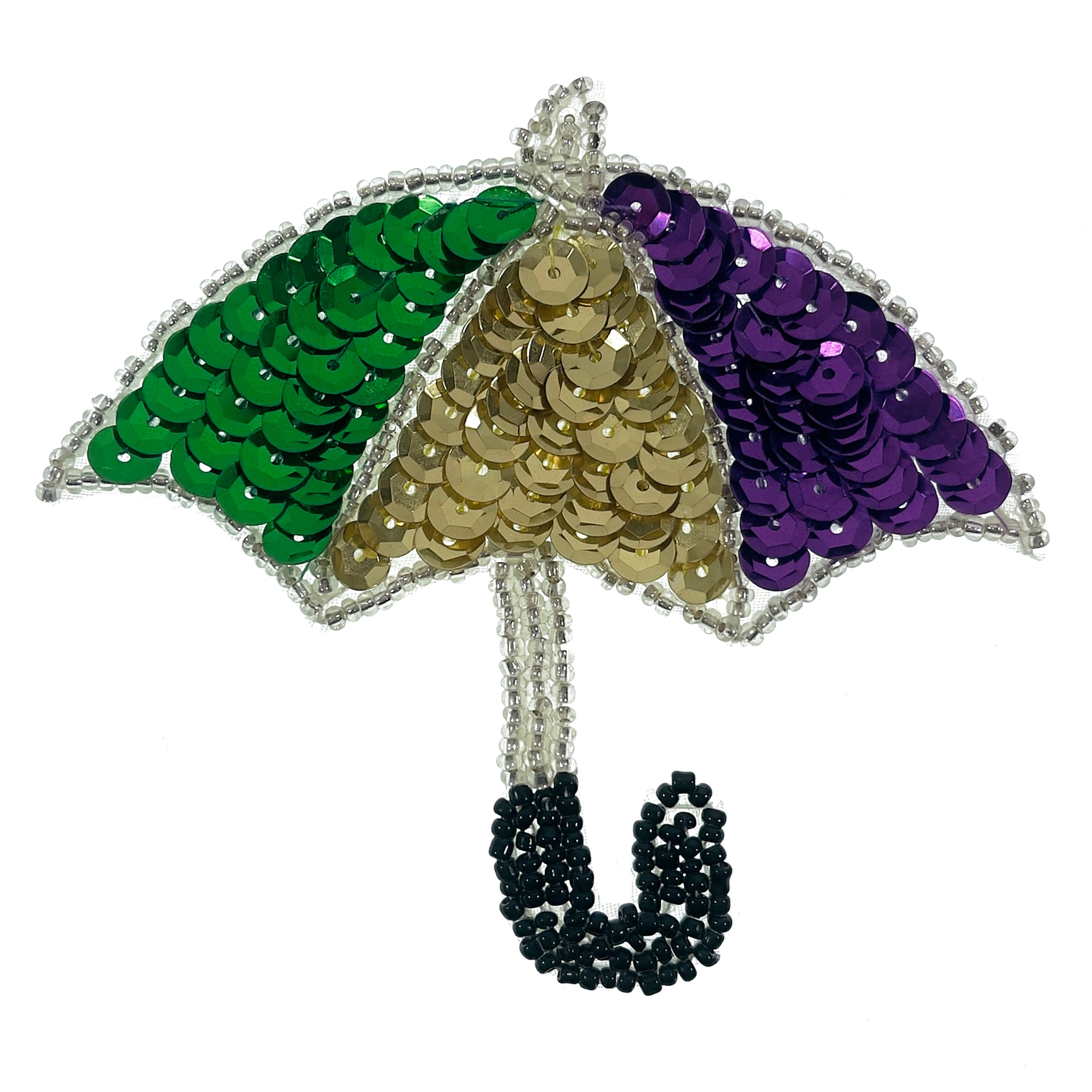 Umbrella with Multi-Colored Beaded Sequin Applique/Patch Pink Multi Appliques