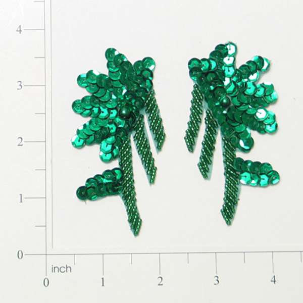 Floral Swag Sequin Applique/Patch Pack of 2 Kelly Green Sequin & Beaded Appliques