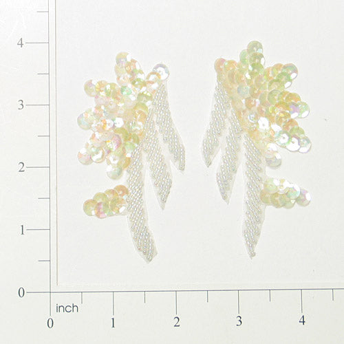 Floral Swag Sequin Applique/Patch Pack of 2 Crystal Aurora Borealis Sequin & Beaded Appliques