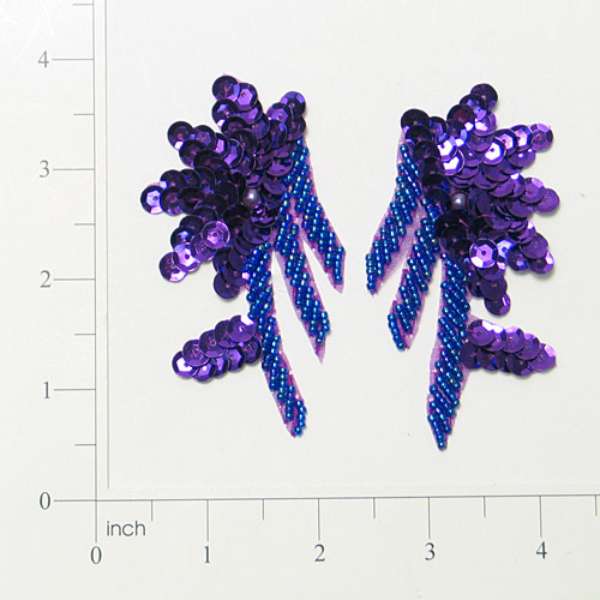 Floral Swag Sequin Applique/Patch Pack of 2 Purple Sequin & Beaded Appliques