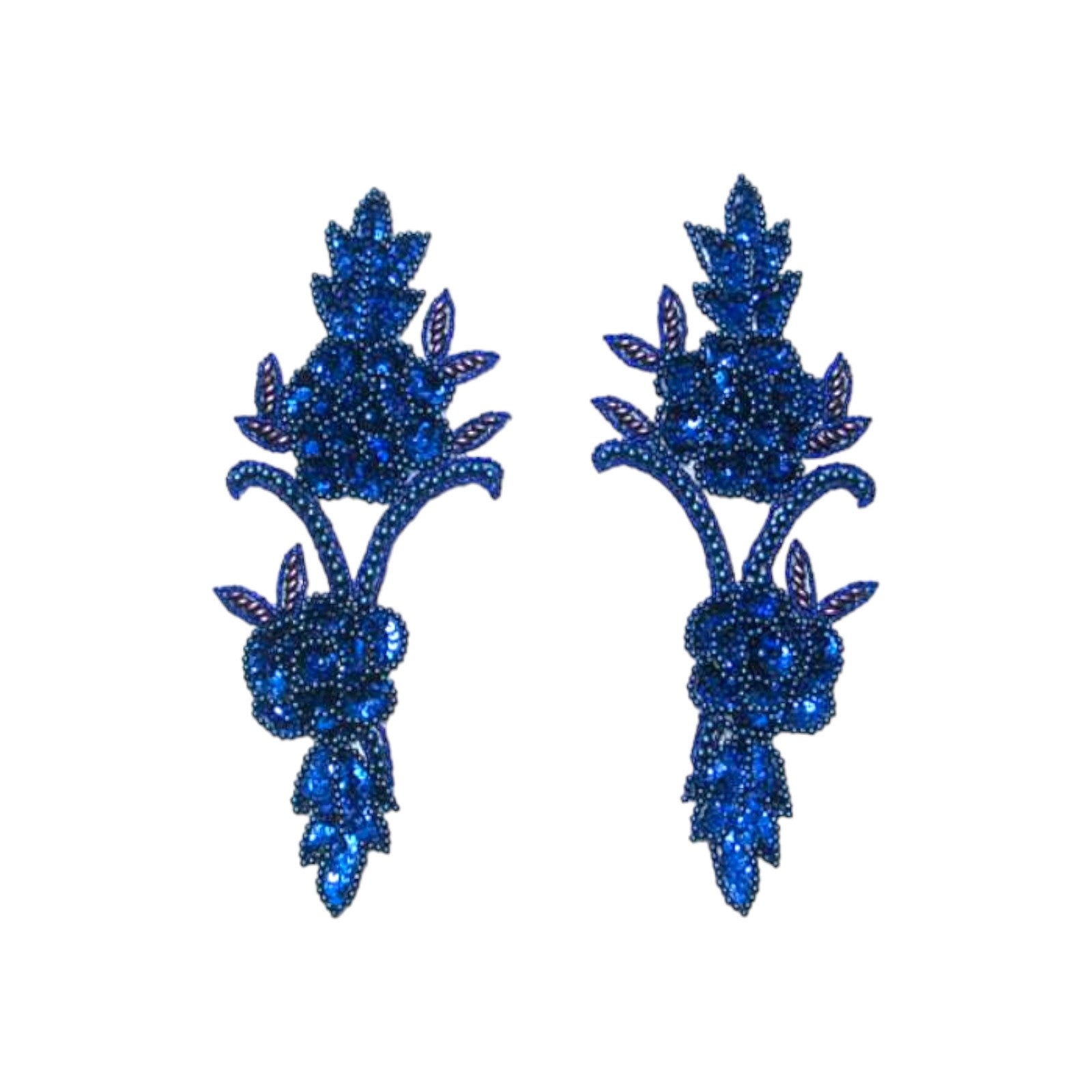 Rose Vine Sequin Applique/Patch Pack of 2 Royal Blue Sequin & Beaded Appliques