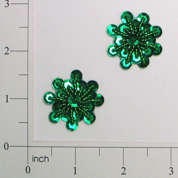 Medallion Sequin Applique/Patch Pack of 2 Green Sequin & Beaded Appliques
