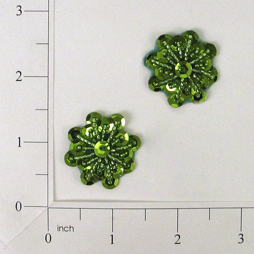 Medallion Sequin Applique/Patch Pack of 2 Lime Sequin & Beaded Appliques