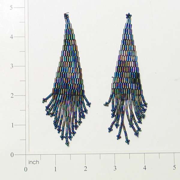 Teardrop Beaded Applique/Patch Pack of 2 Black Aurora Borealis Sequin & Beaded Appliques