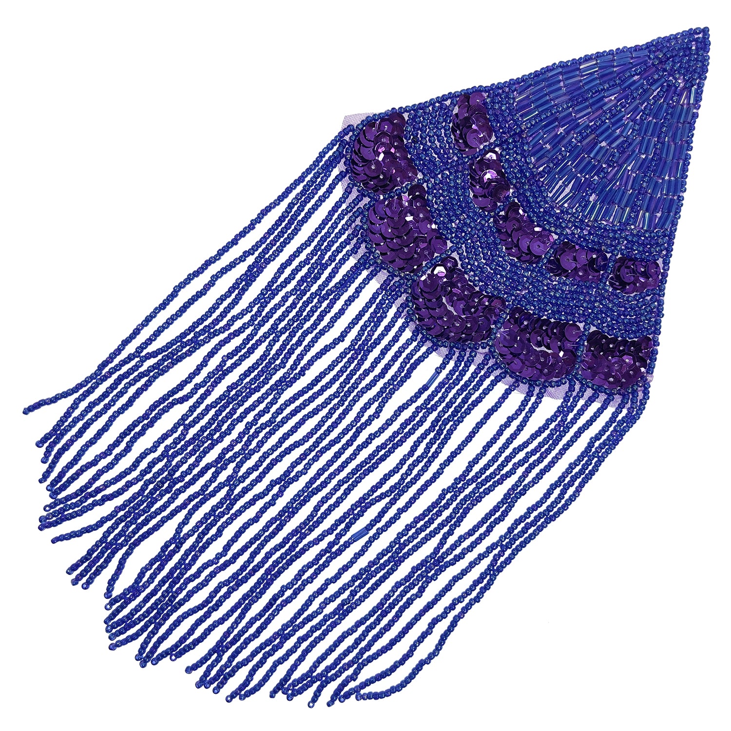 Triangle With Fringe Applique/Patch Purple Sequin & Beaded Appliques