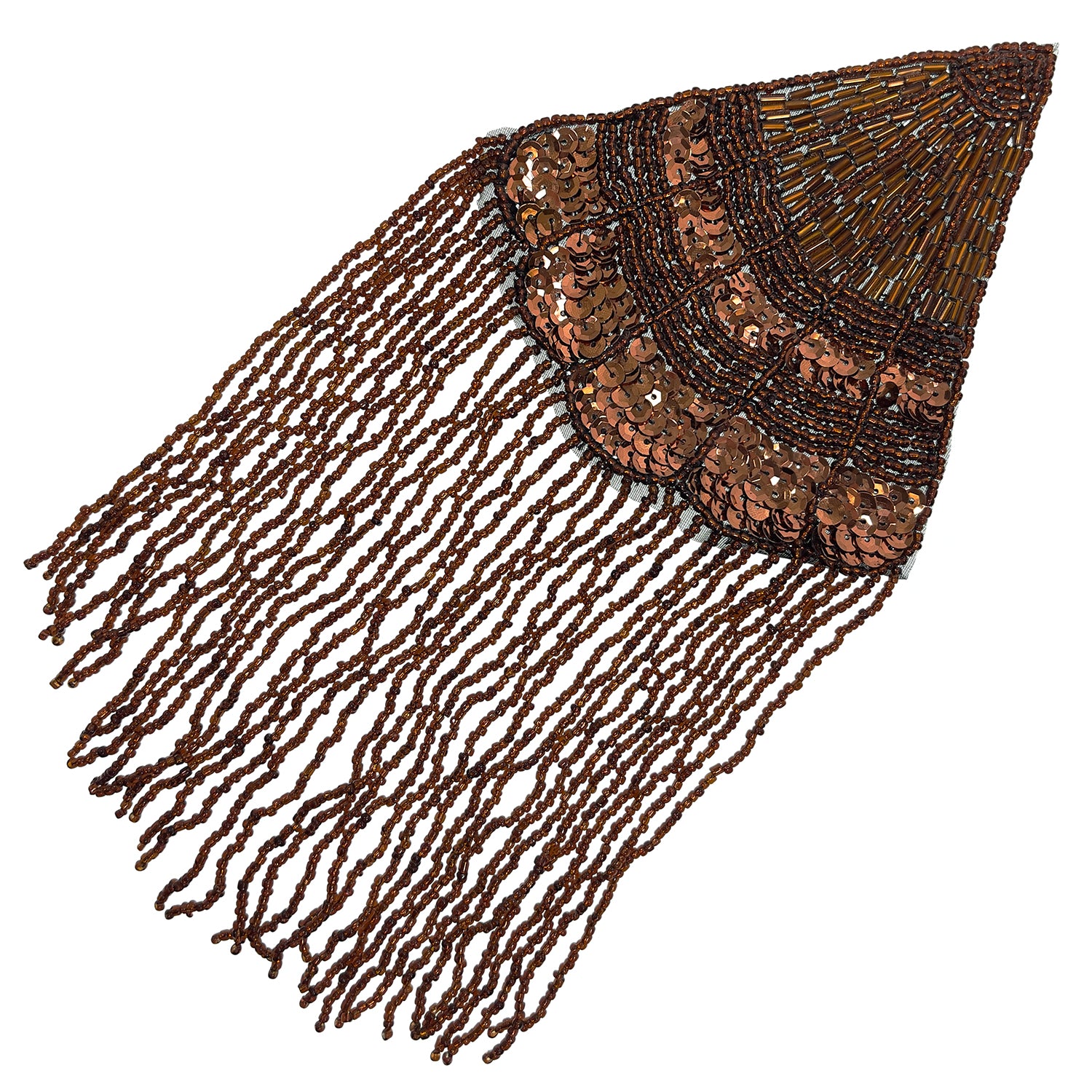 Triangle With Fringe Applique/Patch Bronze Sequin & Beaded Appliques