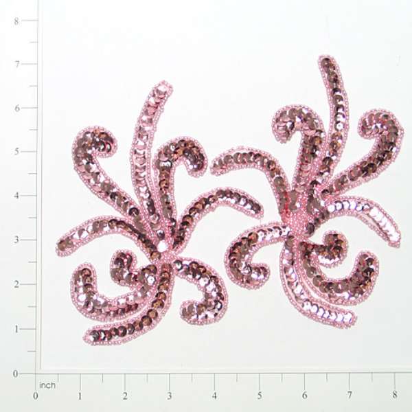 Octopus Sequin Applique/Patch Pack of 2 Mauve Sequin & Beaded Appliques