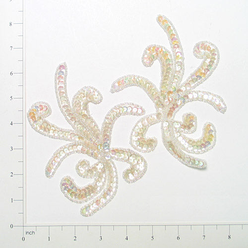 Octopus Sequin Applique/Patch Pack of 2 - Crystal Aurora Borealis Sequin & Beaded Appliques