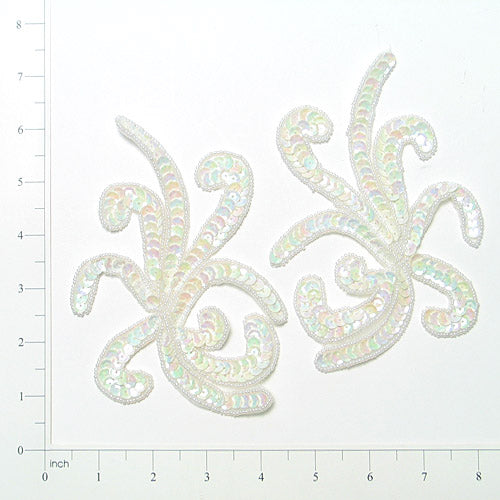 Octopus Sequin Applique/Patch Pack of 2 - White Aurora Borealis Sequin & Beaded Appliques