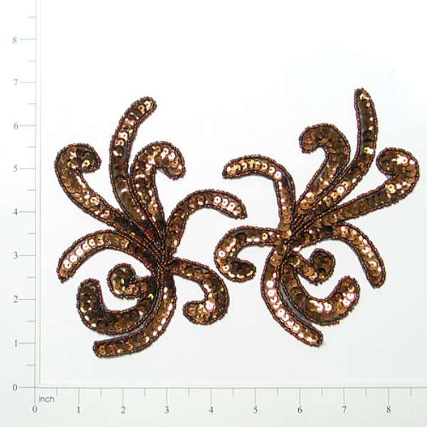 Octopus Sequin Applique/Patch Pack of 2 Bronze Sequin & Beaded Appliques