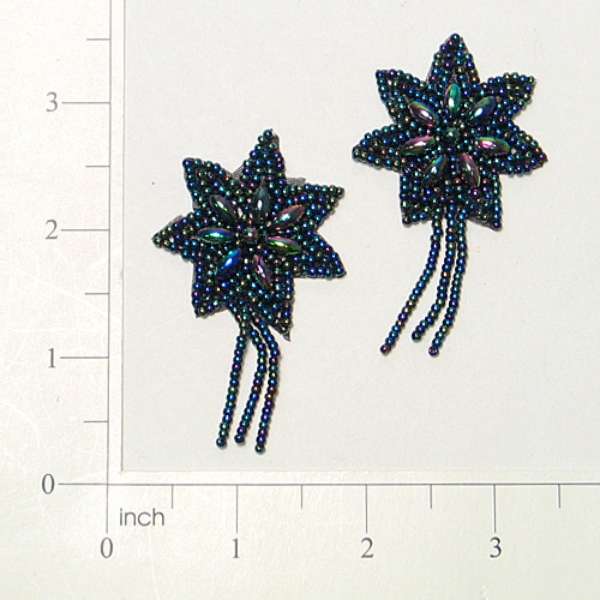 Star Beaded Applique/Patch Pack of 2 Sequin & Beaded Appliques