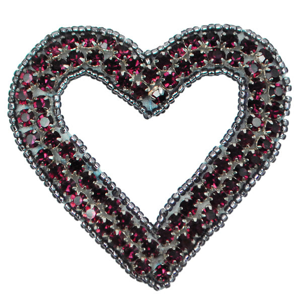 Heart Rhinestone Applique/Patch - Purple Sequin & Beaded Appliques
