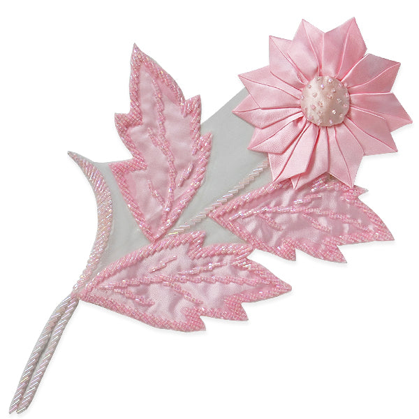 Sunflower Applique/Patch 9 1/2" x 7" Pink Sequin & Beaded Appliques