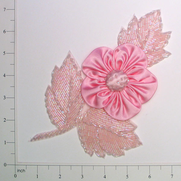 Petunia Flower Applique/Patch Light Pink Sequin & Beaded Appliques
