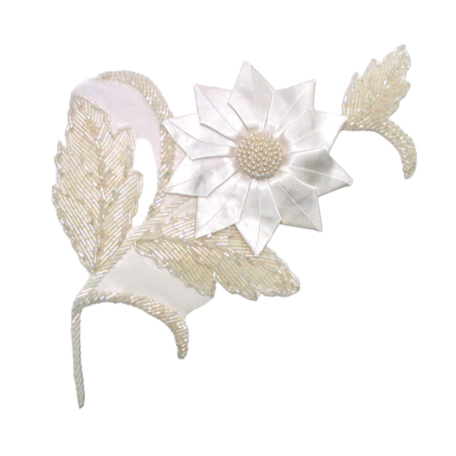 Divine Flower Applique/Patch White Aurora Borealis Sequin & Beaded Appliques