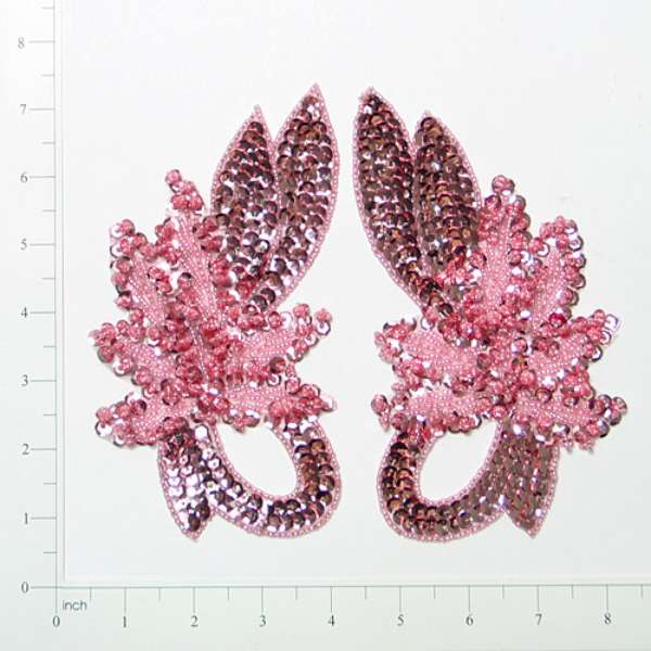 Swan Sequin Applique/Patch Pack of 2 - Mauve Sequin & Beaded Appliques