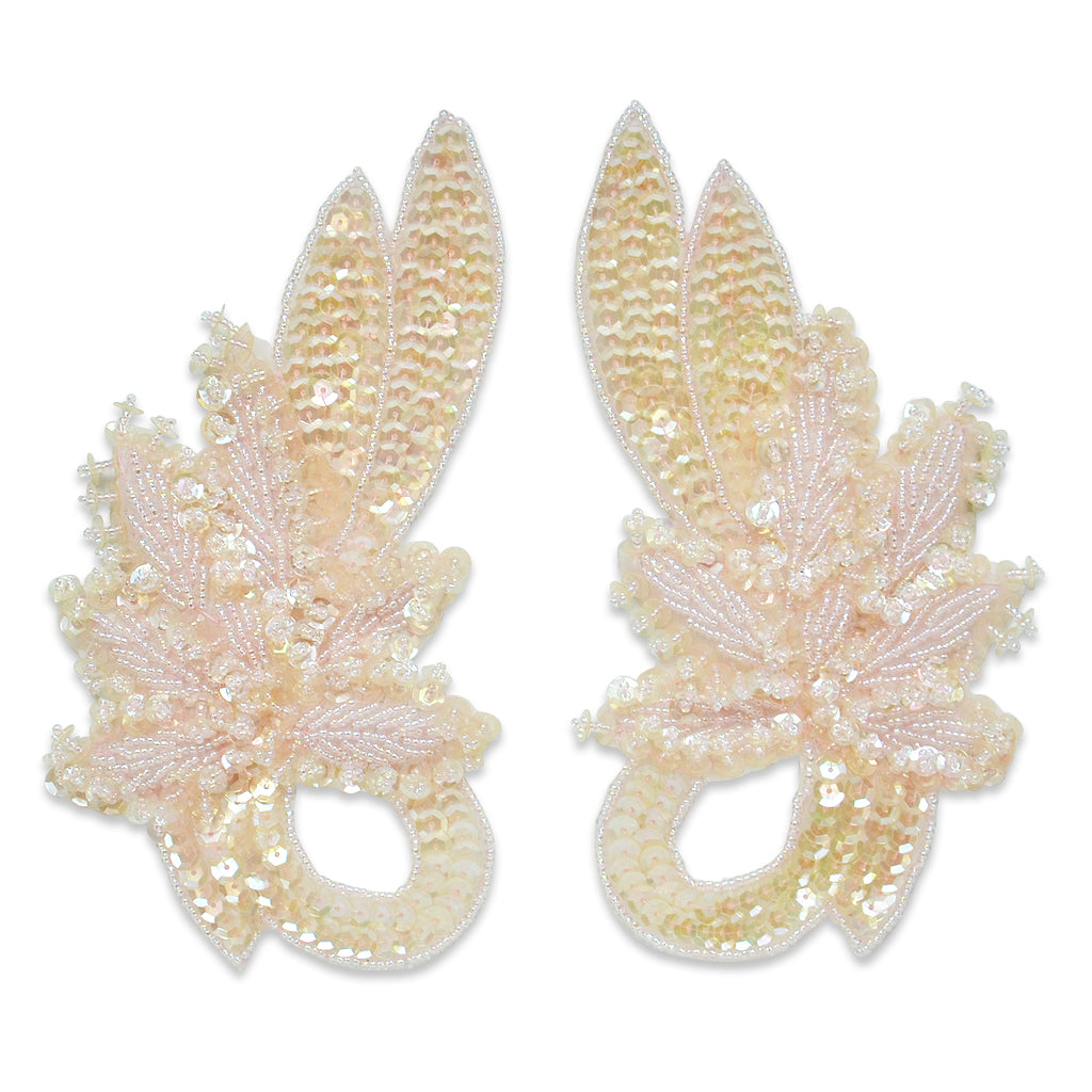 Swan Sequin Applique/Patch Pack of 2 - Light Pink Sequin & Beaded Appliques