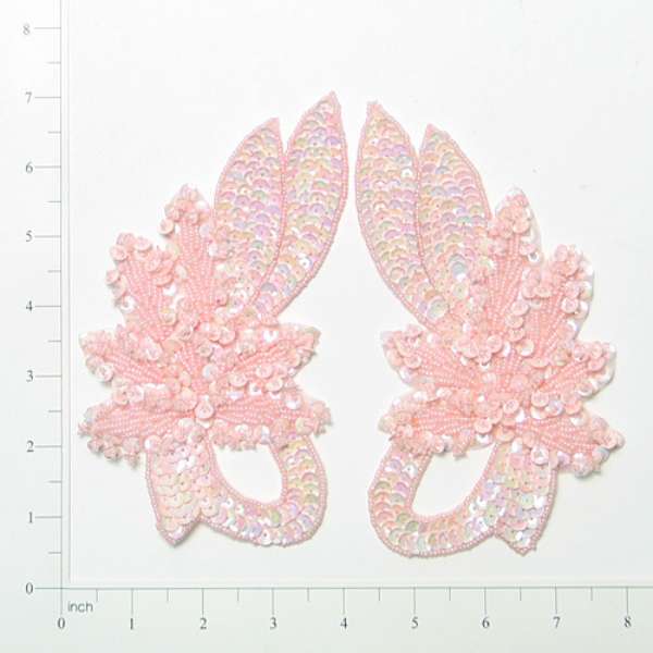 Sequin Swag Applique/Patch Pack of 2 - Rose Sequin & Beaded Appliques