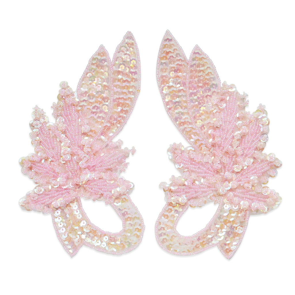 Swan Sequin Applique/Patch Pack of 2 - Pink AB Sequin & Beaded Appliques