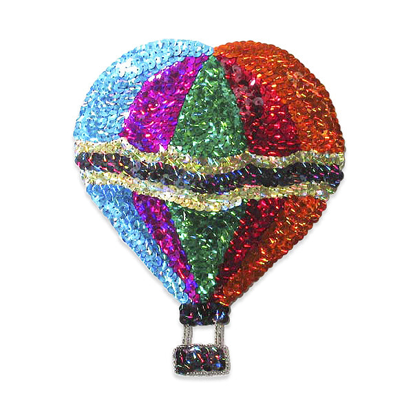 7 1/4" x 6" Prism Hot Air Balloon Sequin Applique/Patch - Multi Colors Appliques